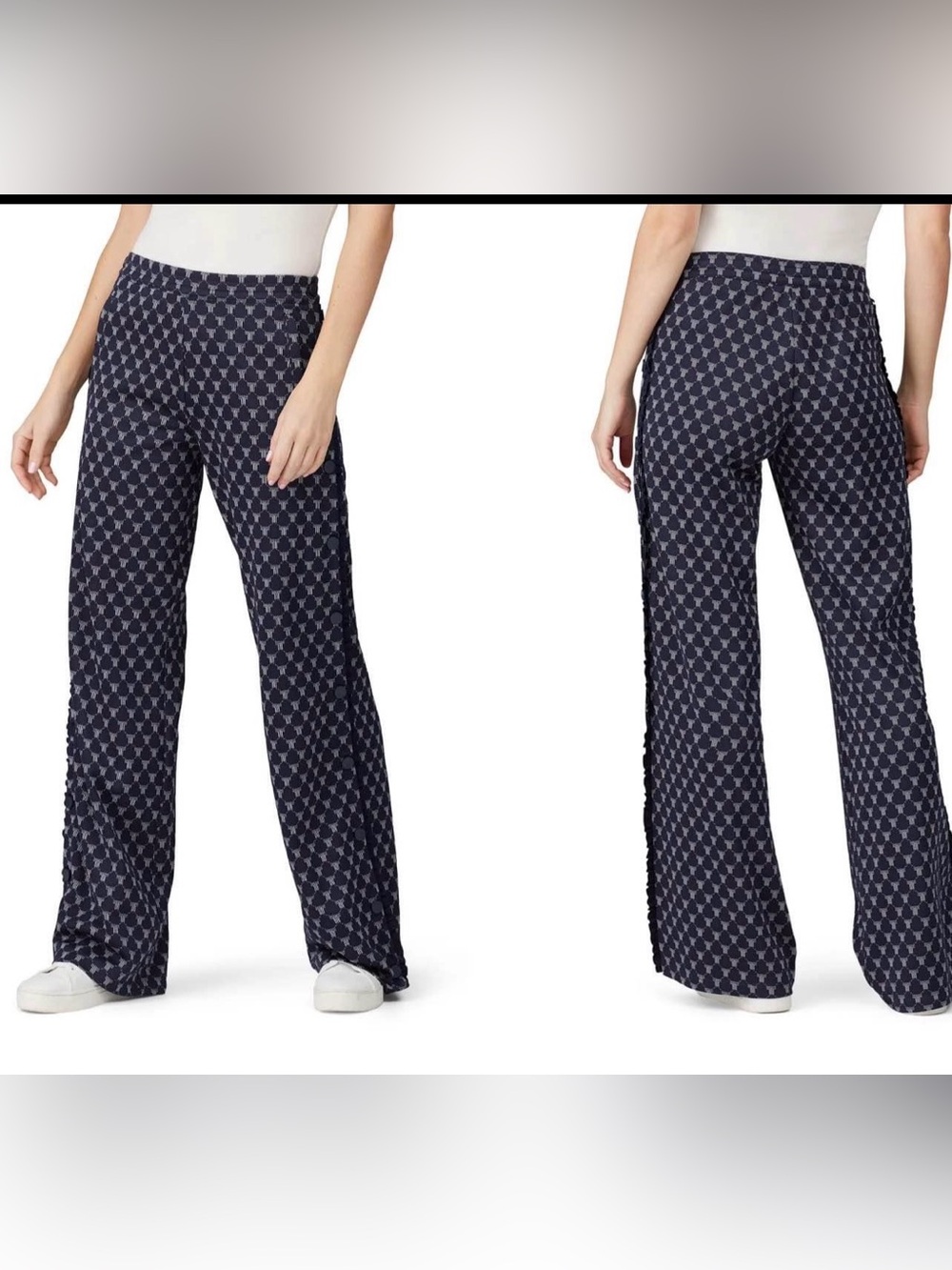 Tory Sport Navy Geometric Wide-Leg Pants